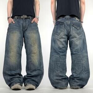 Vintage y2k grunge archive baggy stonewash skater wide leg jeans